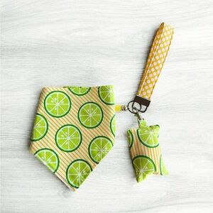 Matching Dog Bandana & Wristlet Keychain Disposable Doggy-Bag Cover (Set)